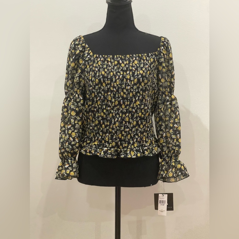 New IN San Francisco L Floral Printed Sheath Blouse with Stretch‎